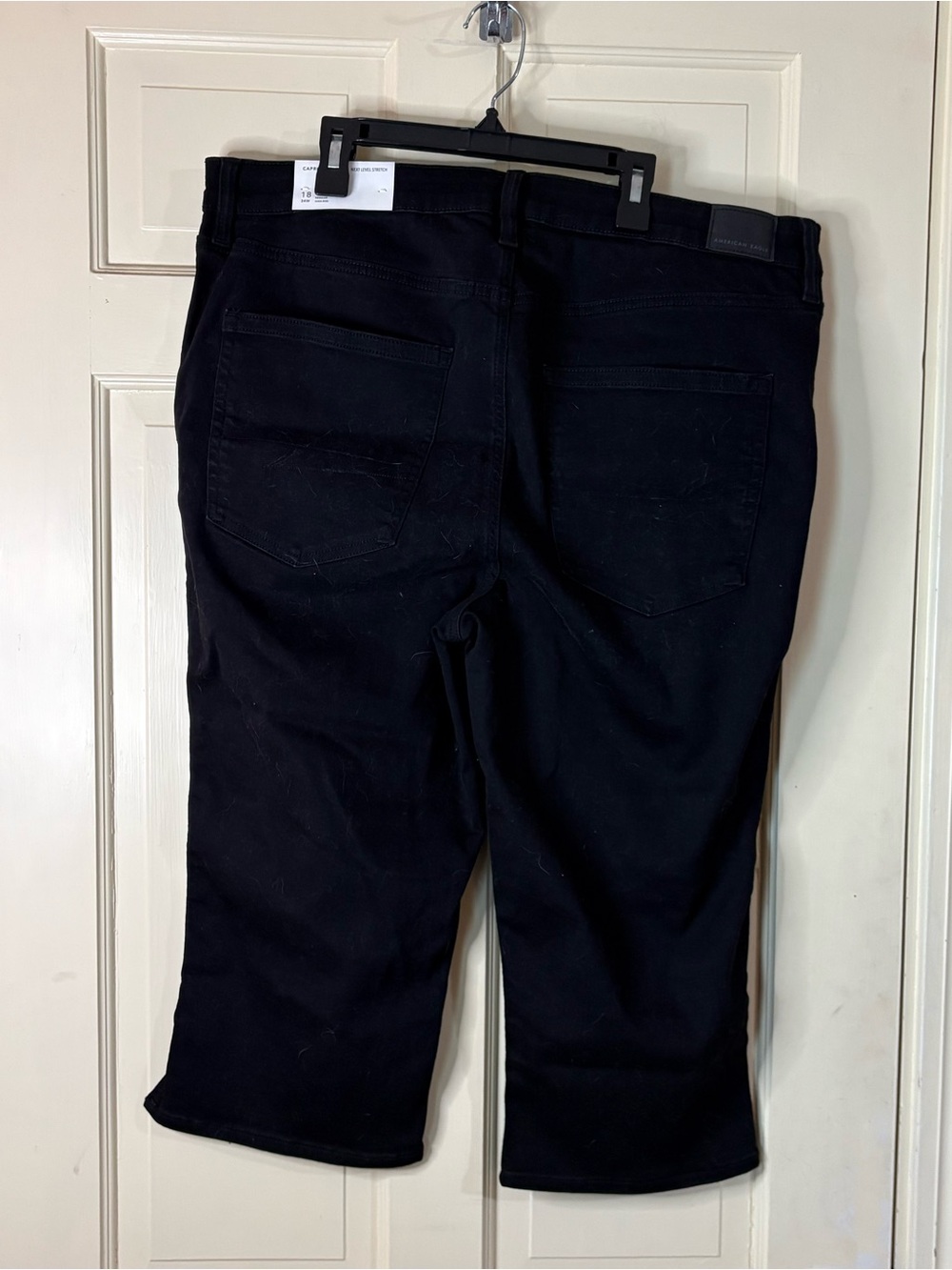 American Eagle Capri Jeans Womens Sz 18 Black Next Level Stretch Denim NEW - Picture 7 of 9